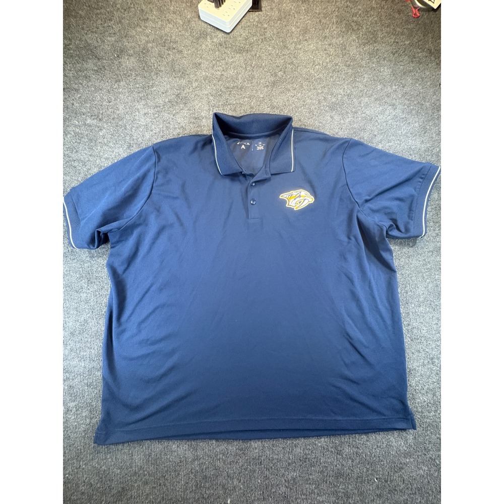 Antigua Nashville Predators NHL Polo Shirt Navy Blue Mens 3XL Embroidered Logo